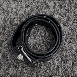 Stylish unisex black leather belt with silver holes (for kids mainly)